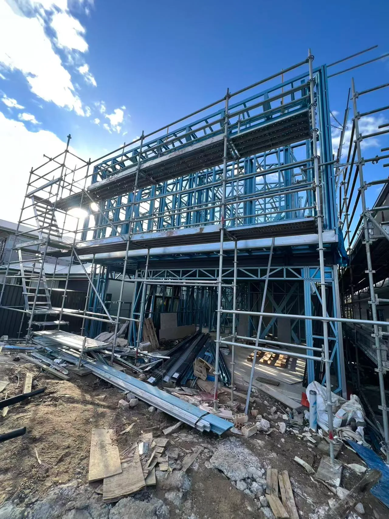 Steel frame during construction